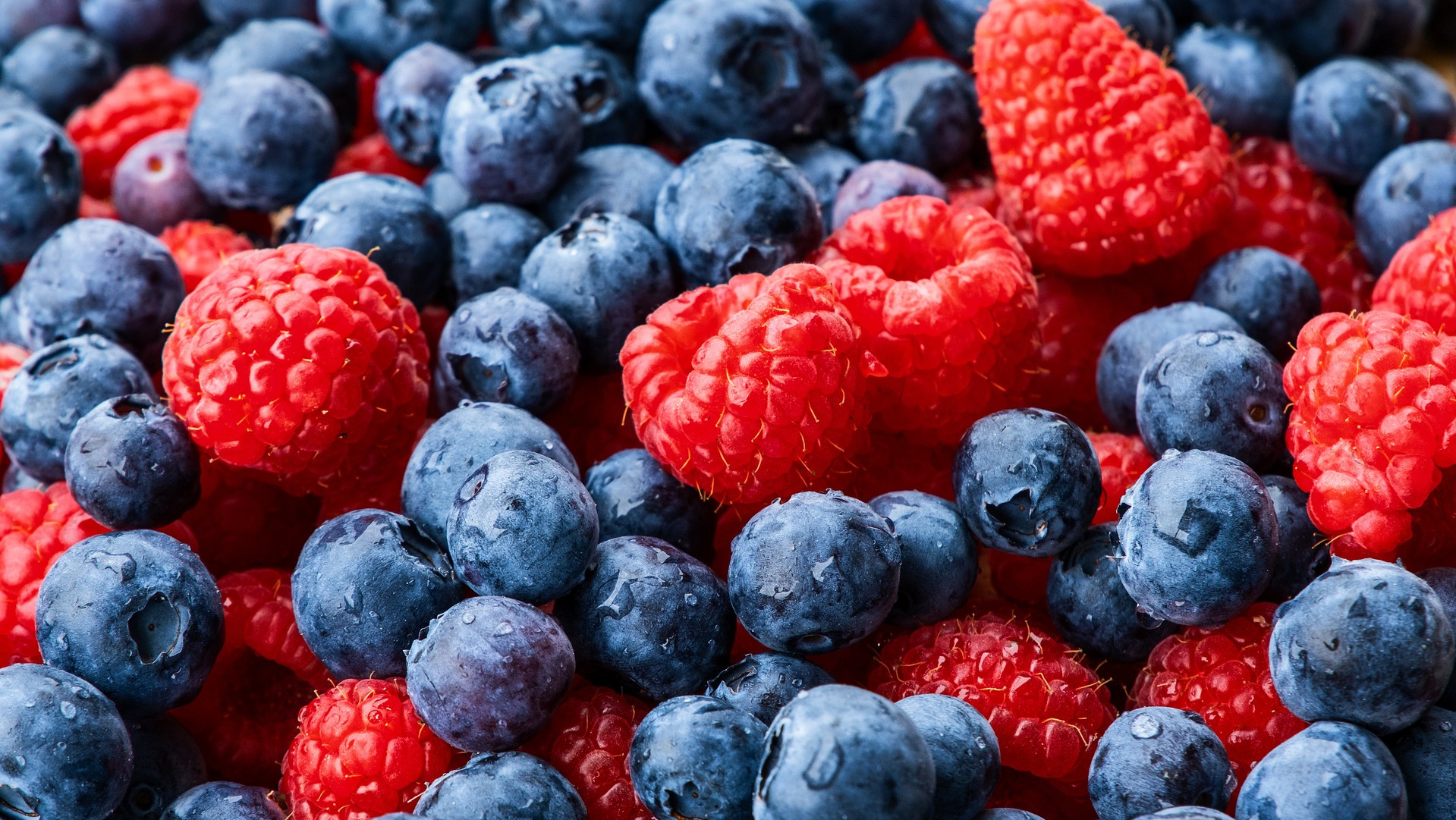 Raspberries and blueberries